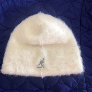 SOLD. Off white furry beanie hat by Kangol in EUC